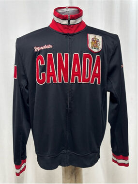 Vintage Mondetta Canada Men's Full-Zip Track Varsity Jacket Black Red Sz XXL 409